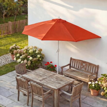 Sonnenschirm halbrund Lorca, Halbschirm Balkonschirm, UV 50+ Polyester/Alu 3kg