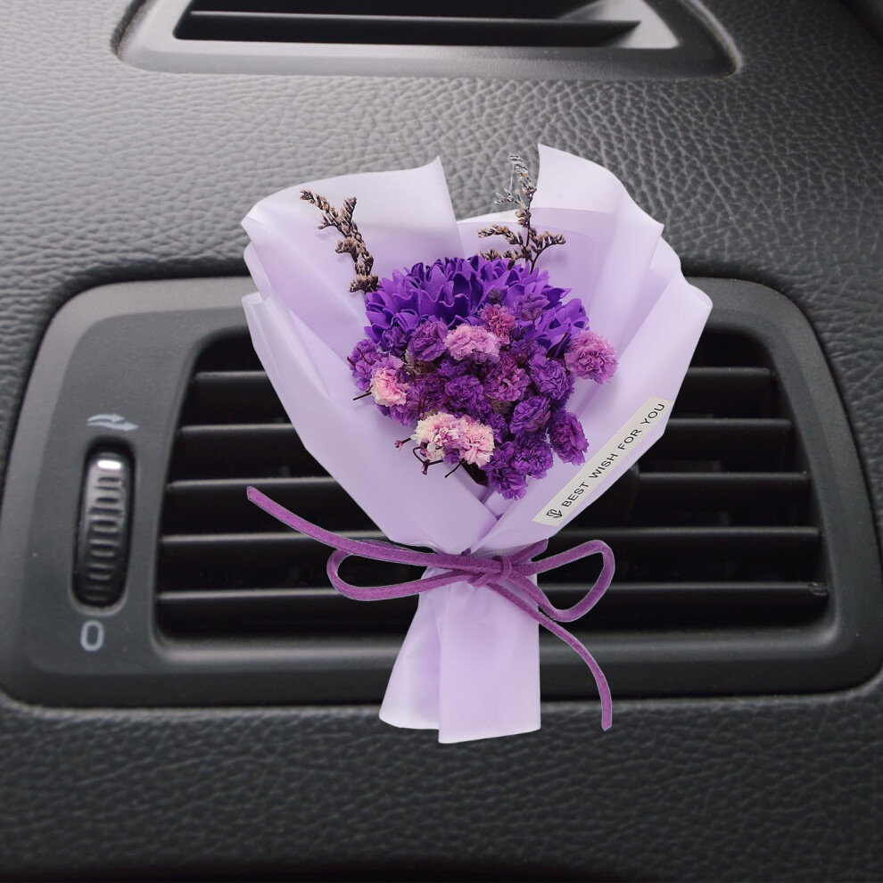 Dried Flower Car Air Freshener Vent Clip, Mini Bouquet With Longlasting Fragrance For Women Purple 9365369350991