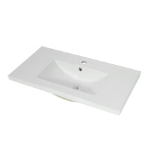 Waschbecken MCW-B19, Waschtisch Handwaschbecken Badezimmer Bad, Keramik eckig 81cm, weiß