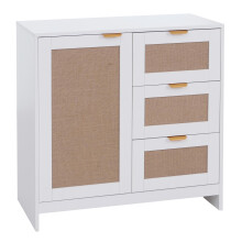 Kommode MCW-P50, Schrank Sideboard Highboard, Schubladen Staufach, MDF Melamin Leinenfront