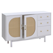 Sideboard MCW-P52, Schrank Kommode Highboard, Schubladen Staufächer, Poly-Rattan MDF Melamin 80x120x40cm