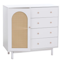 Kommode MCW-P52, Schrank Sideboard Highboard, Schubladen Staufächer, Poly-Rattan MDF Melamin 95x100x40cm