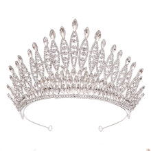 Crystal Crown Bridal Tiara Silver Queen Style Wedding Headpiece Adjustable Fit Sparkling Elegance