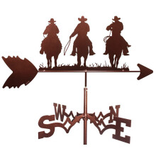 Metal Roof Weather Vane Cowboy Design, RustResistant Wind Direction Indicator for Garden Decor
