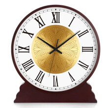 Mantel Clock Retro 10 Inch Silent Solid Wood Table Clock for Living Room Bedroom Fireplace Decor Roman Dial Battery Operated