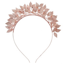 Rose Gold Bridal Tiara with Elegant Leaf Design, Sparkling Wedding Crown for Women and Prom