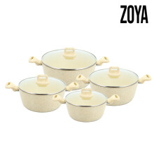 Zoya Stockpot 4pcs Set Non stick Cooking Pot Cookware ( Cream )