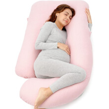 (Pink) 57" Pregnancy Pillows for Women Sleeping, U Shaped Full Body Maternity Pillow with Removable Cover for Back, Legs,Belly,HIPS for Pregnant