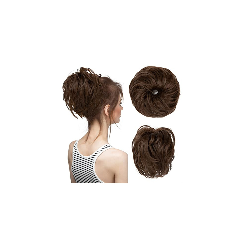 Messy Bun Hair Piece with Natural Wavy Strands, Heat Resistant Synthetic Hair Bun Extension for Women