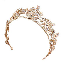 Crystal Crown Bridal Tiara with Adjustable Fit, Silver and Rose Gold Elegant Wedding Headband