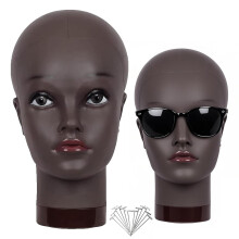 Bald PVC Mannequin Head for Wigs, Cosmetology Training with T Pins, 20.5in Dark Brown