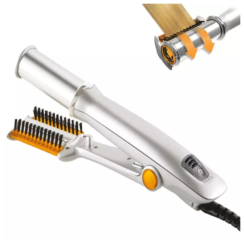 Silver/White 2 In 1 Rotating Curling Iron Fast Heat Ptc Hair Straightener And Curler (1)
