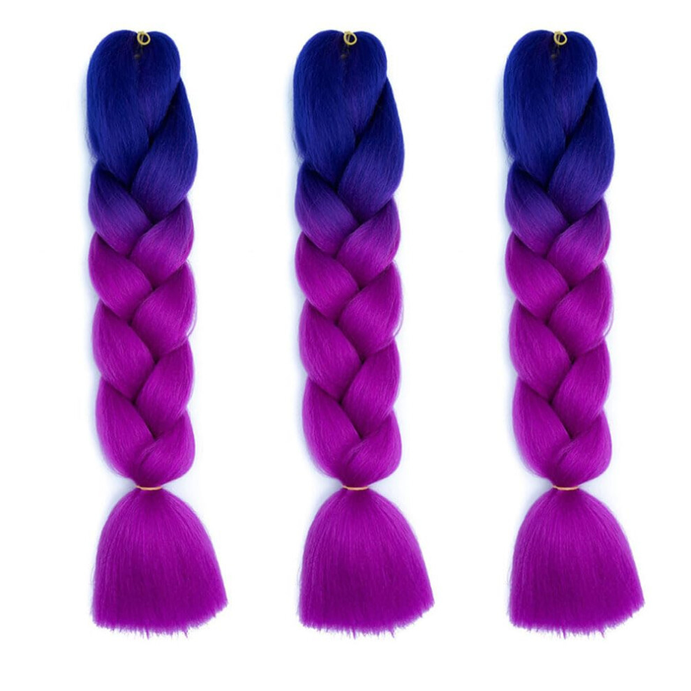 Jumbo Braiding Hair Extensions 24 Inch Synthetic Jumbo Braids 3PCS Full Volume Gradient Colors