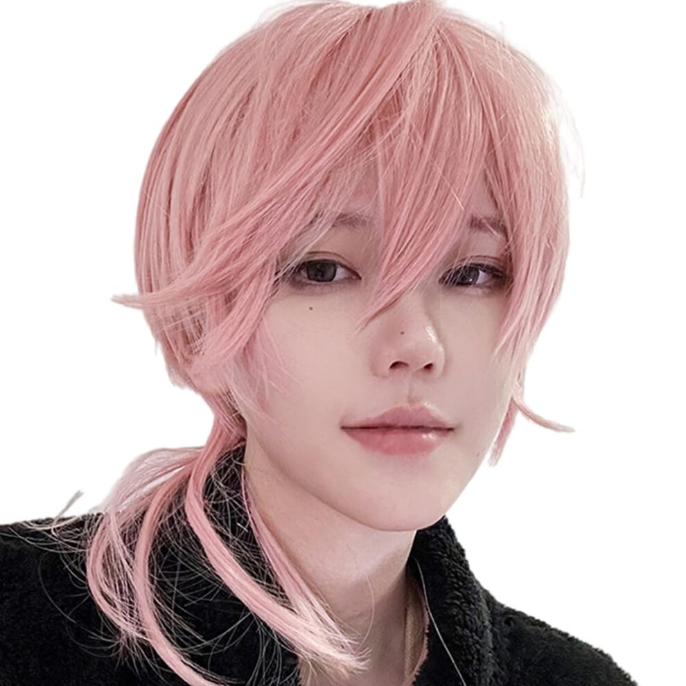 Unisex Pink Cosplay Wig With Fluffy Short Hair And Heatfriendly Styling For Party And Costume Use