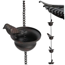 Rain Chain 94.5 Inch Decorative Garden Ornament with 8 Rustproof Hanging Bird Bath Cups