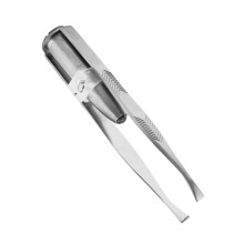 LED Tweezers with Precision Lighting Stainless Steel for Eyebrow and Facial Hair Removal