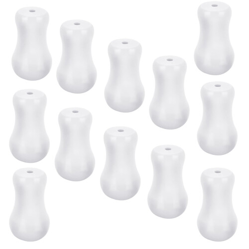 12 Pcs White Blind Pull Cord Knobs, Elegant Vase Shape Wooden Tassels for Curtains and Blinds