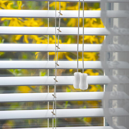 12 Pcs White Blind Pull Cord Knobs, Elegant Vase Shape Wooden Tassels for Curtains and Blinds 2