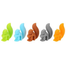 5Pcs Cute Squirrel Silicone Tea Bag Holder Clips for Mugs and Cups, Reusable EcoFriendly Design