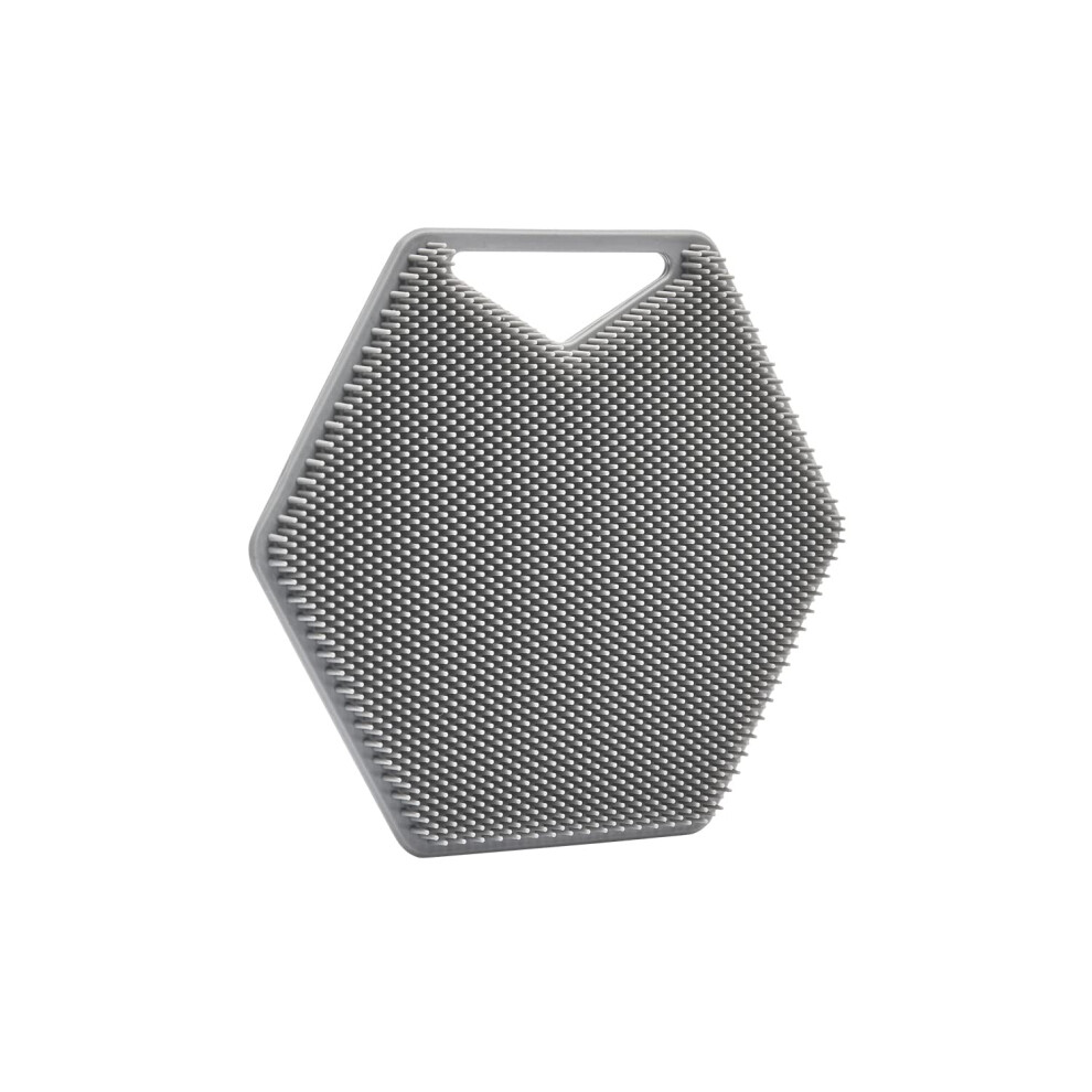 Grey Silicone Body Scrubber For Shower With Gentle Exfoliating Bristles And Durable Ergonomic Design
