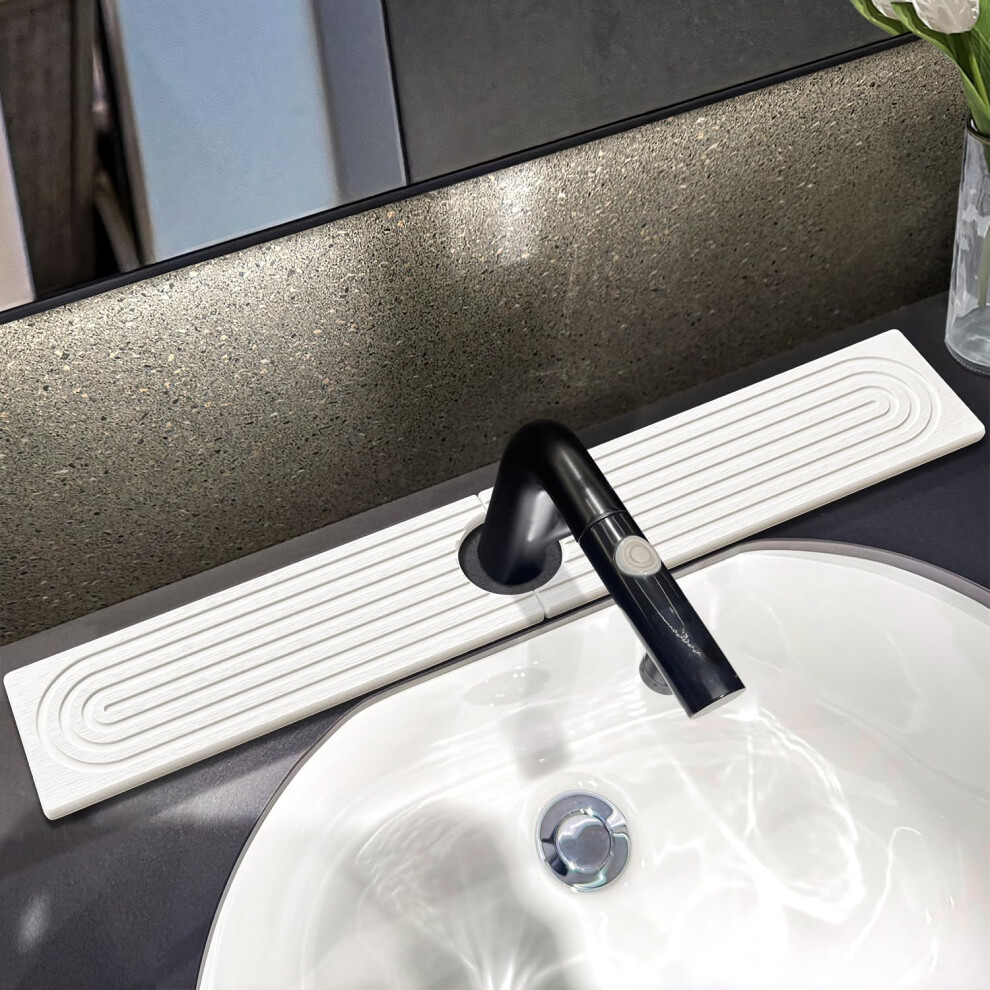 Kitchen Sink Splash Guard Faucet Mat, 23.6' White Diatomite Super Absorbent Quick Dry, Fits Most Faucets 9164114197269