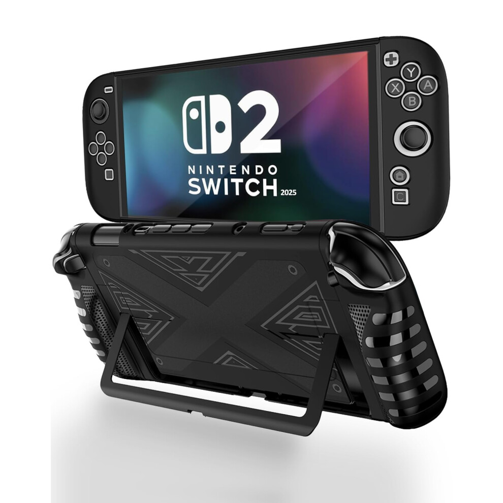 Case For Nintendo Switch 2 With Kickstand, Slim Shockproof Tpu Protective Cover With Nonslip Grip, Black 9164114197283