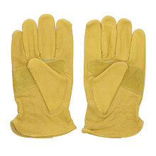 Stretchable Wrist Work Gloves Genuine Leather Double Thread Sewing Reinforced Palm Patch Breathable Sweat Absorbing Flame Retardant Heat Insulating