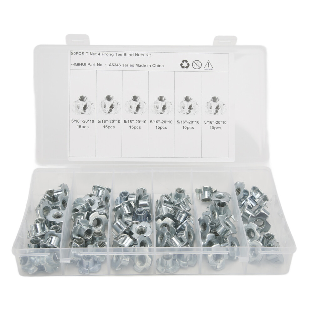 Industrial Strength T Nuts Zinc Coated Four Prong Tee Nut Set For Machinery Hardware Lighting Furniture Decoration Corrosion Resistant Reusable 9138057640250