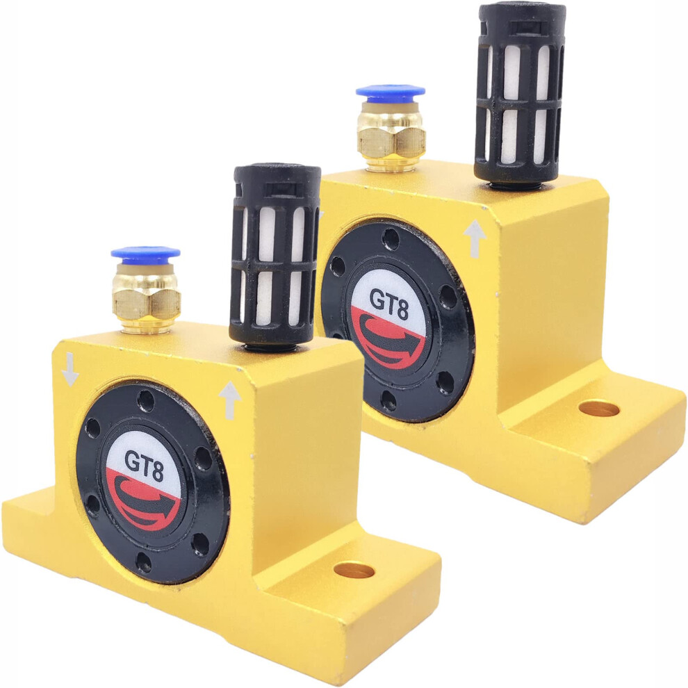 2Pieces Gt8 1/8 Inch Pneumatic Turbine Vibrator For Hopper, Heavy Duty Aluminum, Oil, Muffler Included 9164114197399