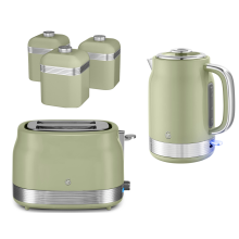 Swan Retro Revive Green Kettle Toaster Canisters Set