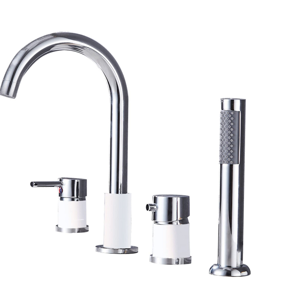 Gold Black 4Hole Bathtub Faucet Set With Thermostatic Shower Mixer And Hand Shower For Modern Bathrooms 9164114099136