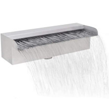 Pool Fountain Stainless Steel Waterfall with LED Light for Outdoor Garden Swimming Pools and Ponds