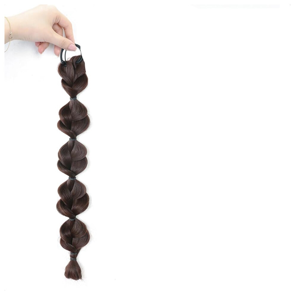Unisex Black Synthetic Ponytail Extension Clip In Braided Wrap Around Heat Resistant Hairpiece