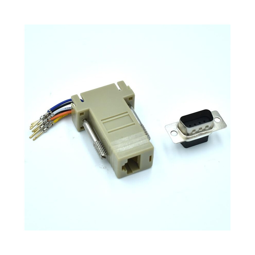 Lot Of 10 Db9 9Pin Male To Rj45 Modular Adapter Khaki Serial Rs232 Ethernet Connector 9365369357730