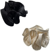 Spiral Fabric Hair Tie and Satin Scrunchie Set for Thick Curly Hair with Reliable AllDay Hold