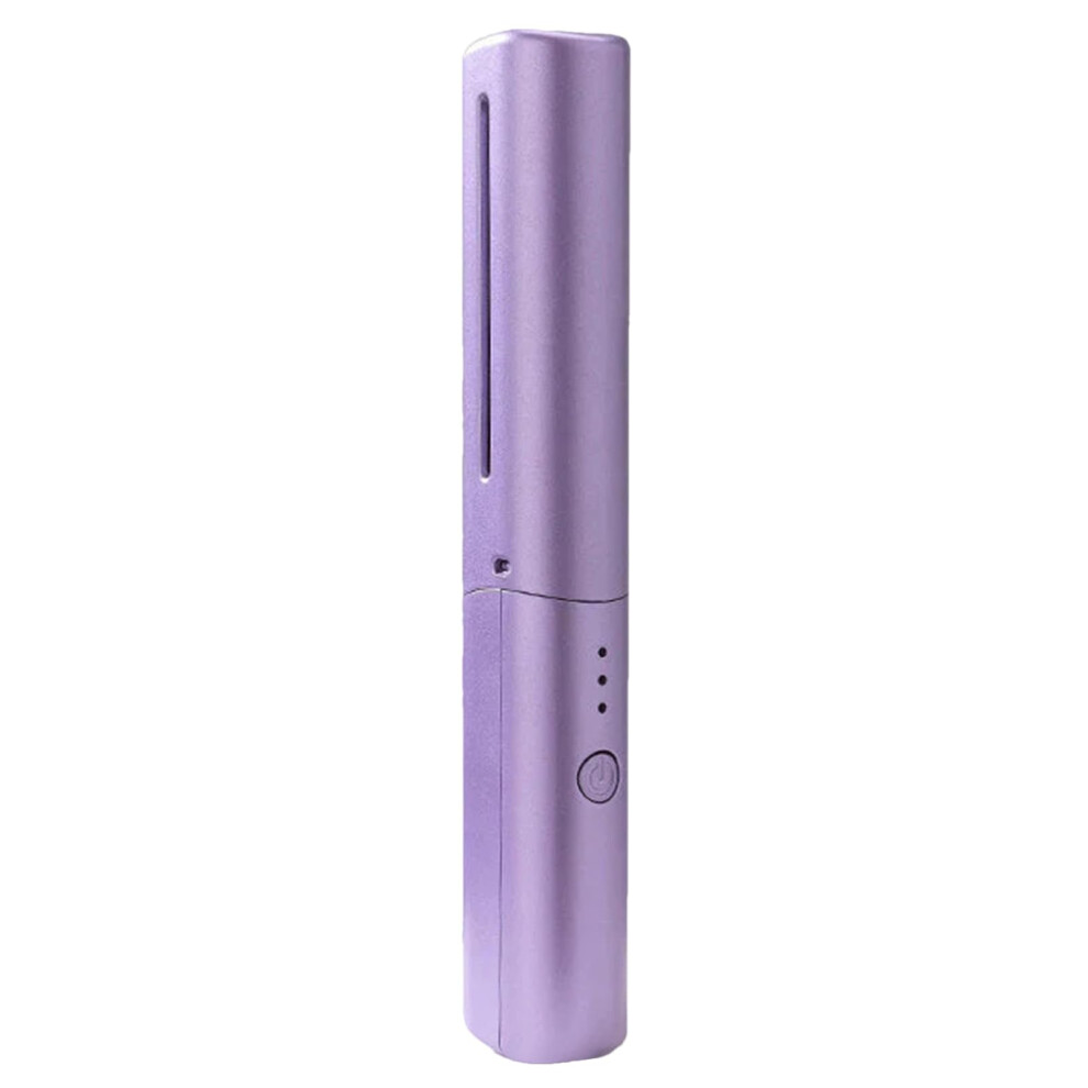 Purple Hair Straightener Brush Rechargeable Mini Cordless Styling Comb With Ceramic Glide Antiscald Teeth