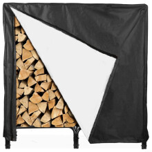 4FT Firewood Log Rack Cover Waterproof Heavy Duty 210D Oxford Cloth with Air Vents for Outdoor Lumber Storage Black