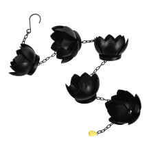 Black Metal Lotus Rain Chain for Gutters Elegant Outdoor Decor and Quiet Rainwater Flow