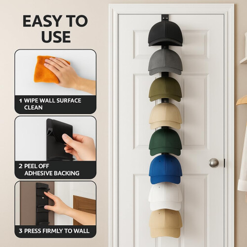 Wall Mounted Hat Rack and Cap Organizer, Holds 20 Hats, SpaceSaving Vertical Closet Storage 1