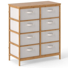 Cômoda - HELLOSHOP26 - 8 gavetas - Bambu - Bege - 80x40x94 cm