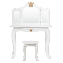 Mesa de tocador infantil - HELLOSHOP26 - Conjunto de mesa de tocador - Espejo extraíble - MDF resistente - 80 x 42 x 105 cm