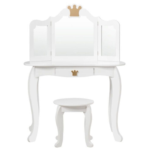 Coiffeuse enfant - HELLOSHOP26 - Ensemble de coiffeuse - Miroir amovible - MDF robuste - 80 x 42 x 105 cm