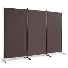 Paravent - HELLOSHOP26 - 260 x 183 cm - 3 painéis dobráveis - Poliéster - Marrom