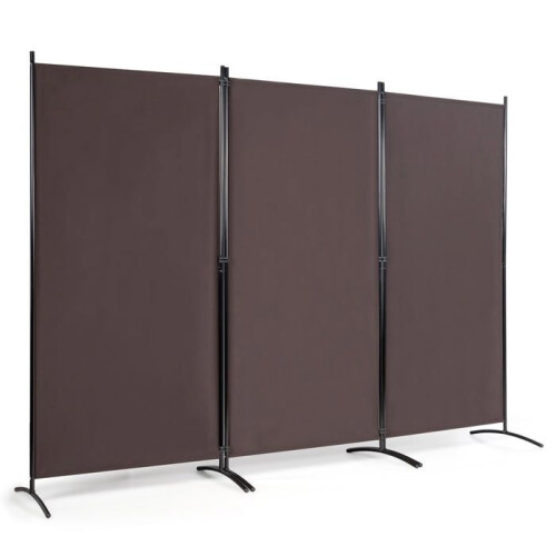 Scherm - HELLOSHOP26 - 260 x 183 cm - 3 panelen opvouwbaar - Polyester - Bruin