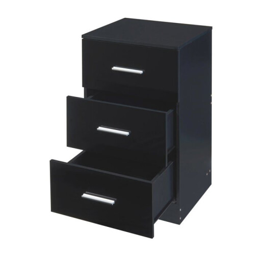 Comodini - HELLOSHOP26 - Set di 2 comodini - 3 cassetti - MDF (pannello di particelle) - Nero lucido 2