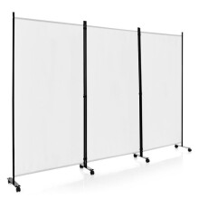 Paravent - HELLOSHOP26 - 3 painéis dobráveis - Branco - Poliéster e metal - 262 x 180 cm
