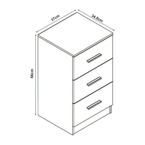 Comodini - HELLOSHOP26 - Set di 2 comodini - 3 cassetti - MDF (pannello di particelle) - Nero lucido 1