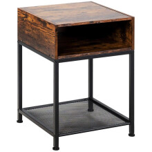 Mesa de cabeceira - HELLOSHOP26 - 40 x 40 x 58 cm - design industrial - compartimento aberto - pés ajustáveis