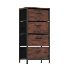 Cômoda 4 gavetas - HELLOSHOP26 - 45x30x95 cm - Gavetas de tecido removíveis - Estrutura de metal - Antivertimento