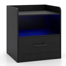 Mesa de cabeceira - HELLOSHOP26 - 44,5x40x50 cm - 1 gaveta - Faixa de luz 16 cores - Preto